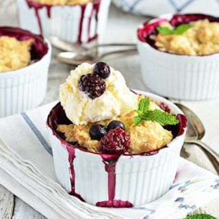 Mini Black and Blue Berry Cobbler recipe at TidyMom.net