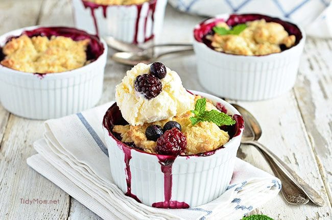 Mini Black and Blue Berry Cobbler a la mode