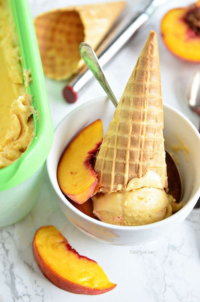 Peach Sherbet | 2 ingredients 2 minute recipe | TidyMom®