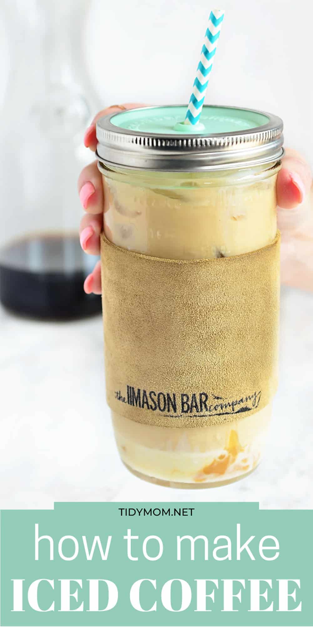 Pin this recipe for homemade Salted Caramel Iced Coffee!