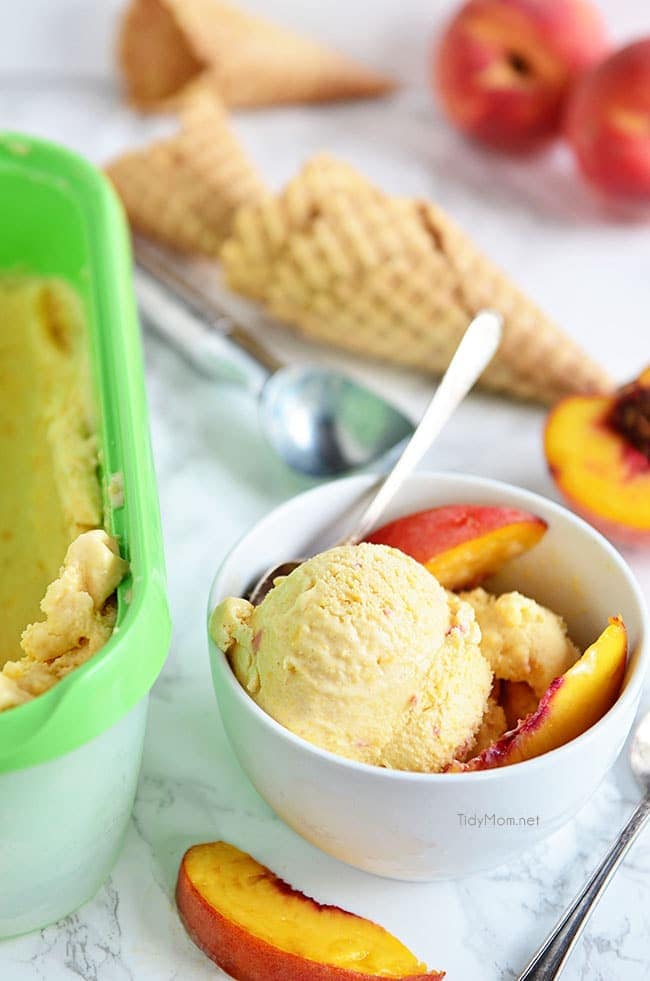 Peach Sherbet 2 ingredients 2 minute recipe TidyMom®