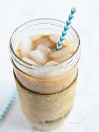 Homemade Salted Caramel Ice Coffee recipe at TidyMom.net