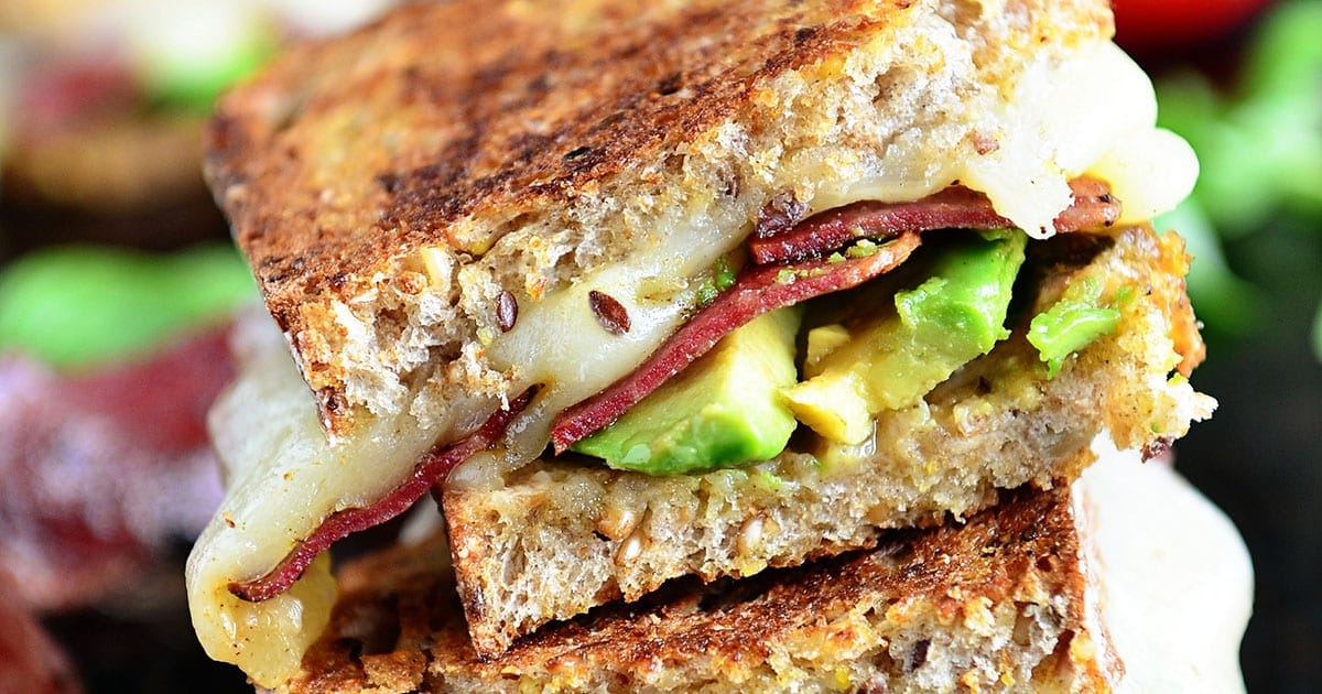 Turkey Bacon and Avocado Grilled Cheese Sandwich