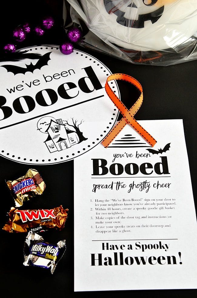 Boo Your Neighbors! You’ve Been Booed free printables for Halloween Boo Basket at TidyMom.net