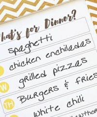 DIY Dry Erase Menu Board with free What’s for Dinner Menu printable. Simple write your dinner plan on the glass each week using a dry erase marker. Download free printable at Tidymom.net