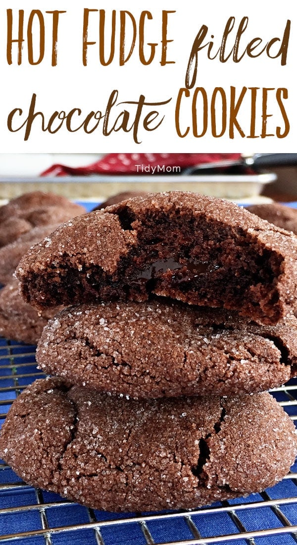 Hot Fudge Filled Chocolate Cookies recipe via TidyMom.net