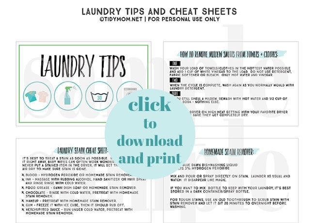 visit TidyMom.net to get the FREE download version of these Laundry Tips + cheat sheets.