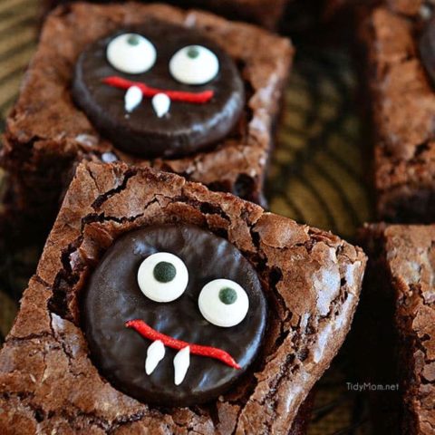 These easy mint Vampire Brownies make a fun Halloween treat!