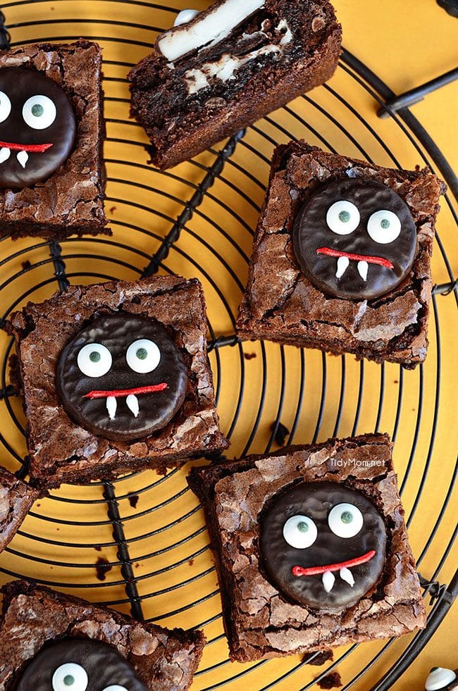 Vampire Brownies are an easy fun mint brownie treat perfect for Halloween.