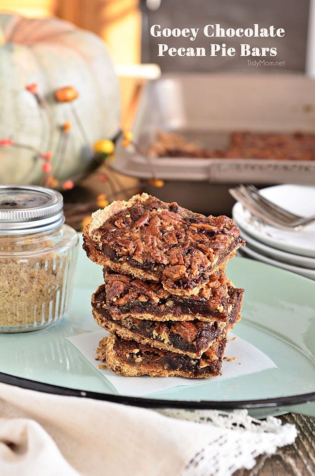 Fingers were licked, not a crumb left on a plate. This pecan pie bar recipe just may replace the pie altogether. Gooey Chocolate Pecan Pie Bars at TidyMom.net