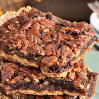 Gooey Chocolate Peacan Pie Bars at TidyMom.net