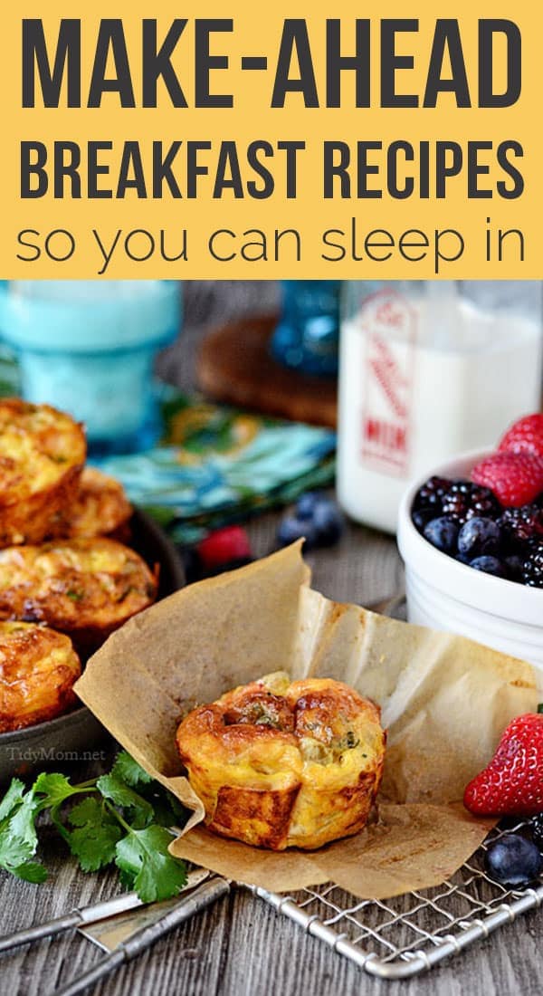 Make Ahead Breakfast Recipes so you can sleep in and eat well all week. These go-to breakfast recipes are a great way to keep guests’ bellies full and your stress levels to a minimum