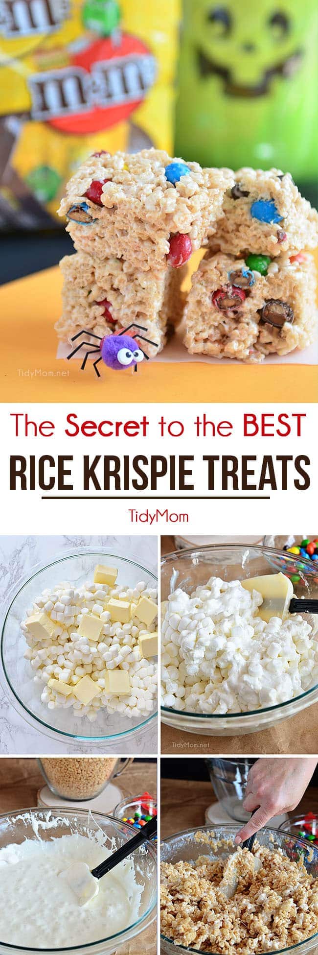 Learn the secret and tips on how to make the best rice krispie treats at home!! The BEST Rice Krispie Treats are soft and gooey with just a hint of butter. Recipe at TidyMom.net