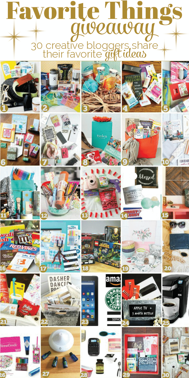 30 creative bloggers share their favorite GIFT IDEAS. Favorite Things Giveaway 2015. Enter for a chance to win!! 30 holiday giveaways! details at TidyMom.net