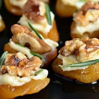 Dried Apricot Blue Cheese Canapes with Walnuts. A simple, elegant and delicious hors d’oeuvres recipe at TidyMom.net