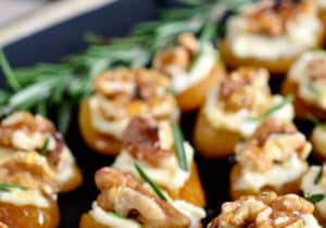 Dried Apricot Blue Cheese Canapes with Walnuts. A simple, elegant and delicious hors d’oeuvres recipe at TidyMom.net