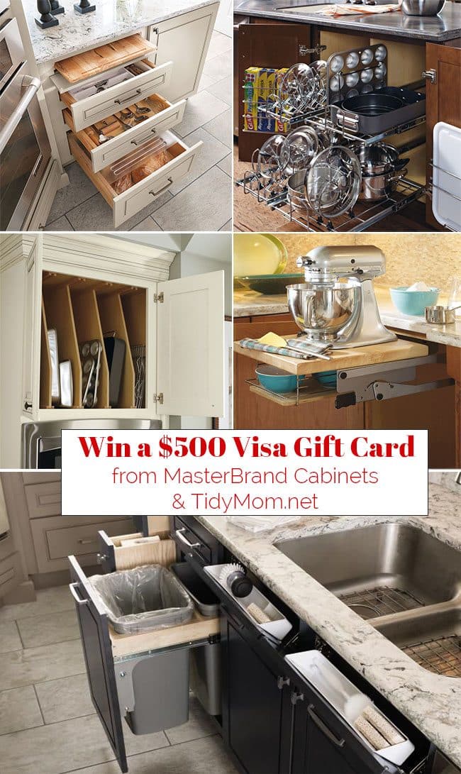 What really makes a kitchen great, is how well it’s organized! Smart Organized Kitchen Cabinets from MasterBrand Cabinets keep everything at your fingertips. Learn more and enter to win a $500 Visa Gift Card from MasterBrand Cabinets and TidyMom.net