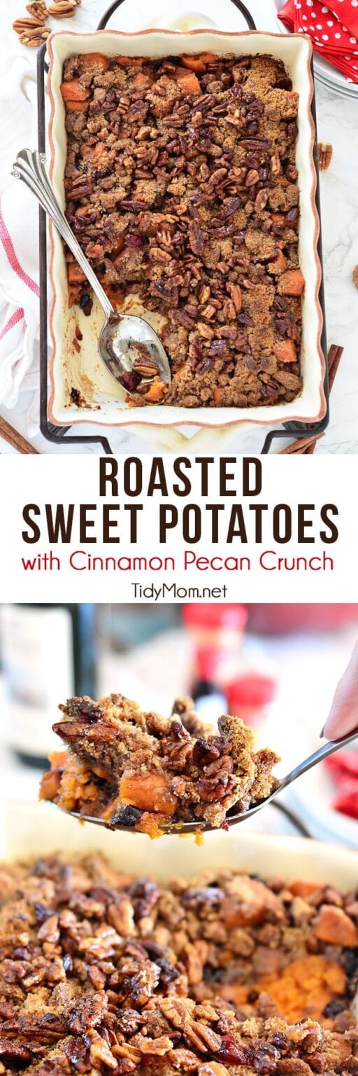 Roasted Sweet Potatoes with Cinnamon Pecan Crunch {VIDEO} | TidyMom®