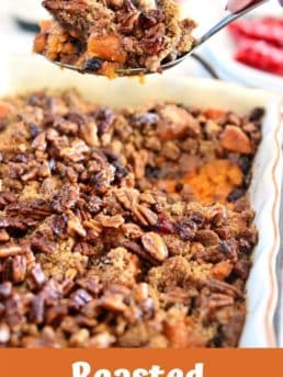 sweet potato casserole on a spoon