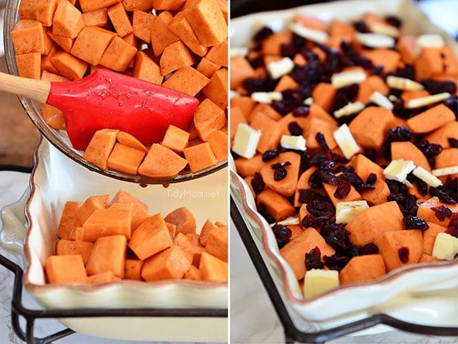 Roasted Sweet Potatoes with Cinnamon Pecan Crunch