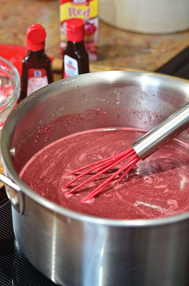 Red Velvet Hot Chocolate is so easy to make at home. get the recipe at TidyMom.net