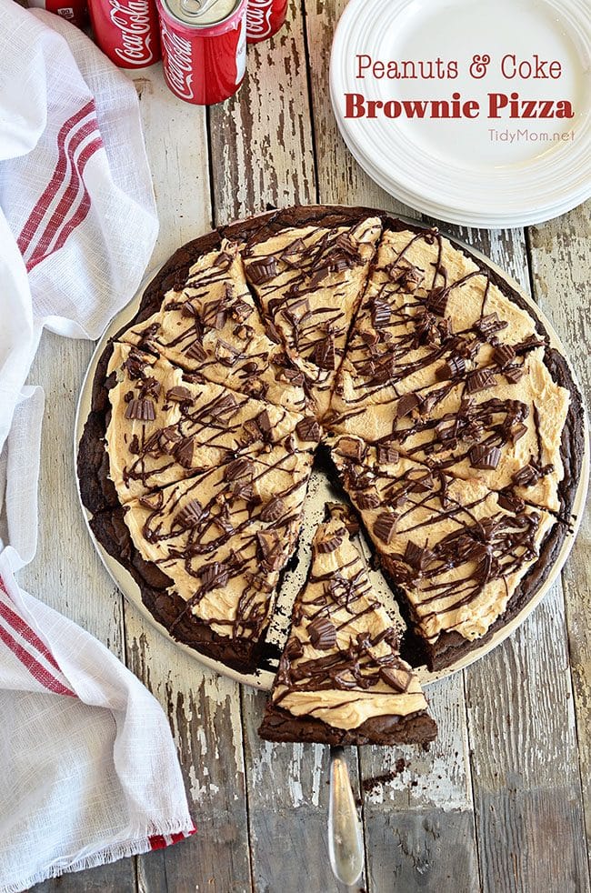  Peanut & Coke Brownie Pizza on pan