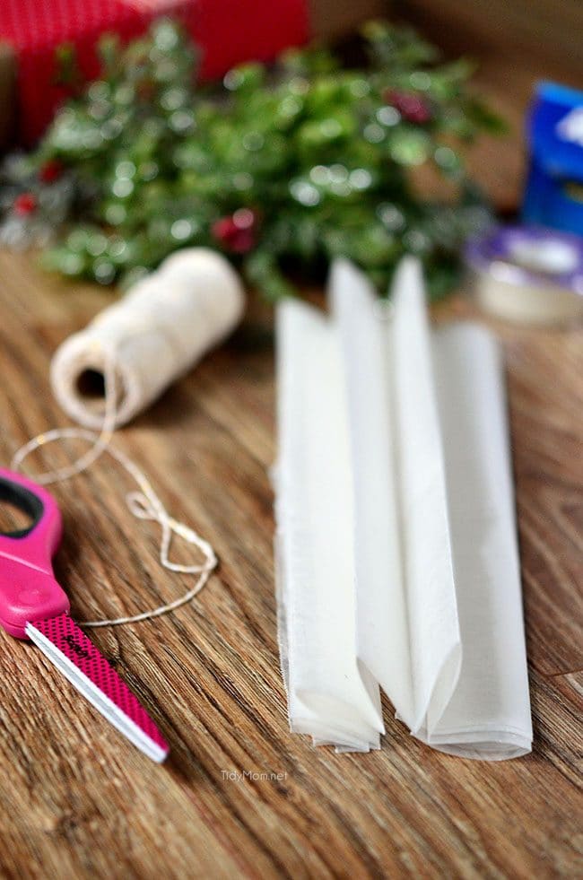 Easy Holiday Gift Wrapping: How to make a Wax Paper Bow at TidyMom.net