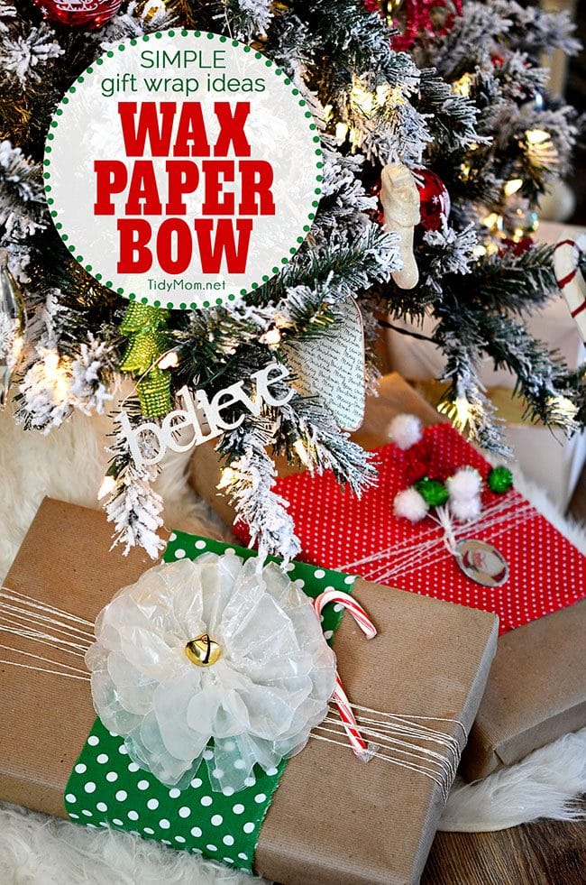 a Wax Paper Bow on holiday gifts