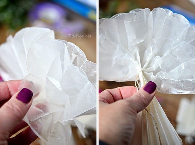 Easy Holiday Gift Wrapping: How to make a Wax Paper Bow at TidyMom.net