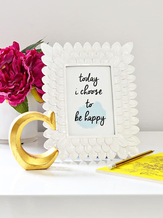 Today I Choose to Be Happy free printable. Visit TidyMom.net for 8 inspirational and self-encouragement printables - Brene Brown quotes.