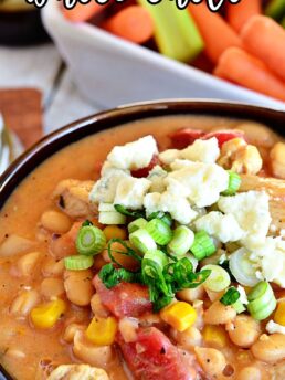 Easy Buffalo Chicken White Bean Chili close up