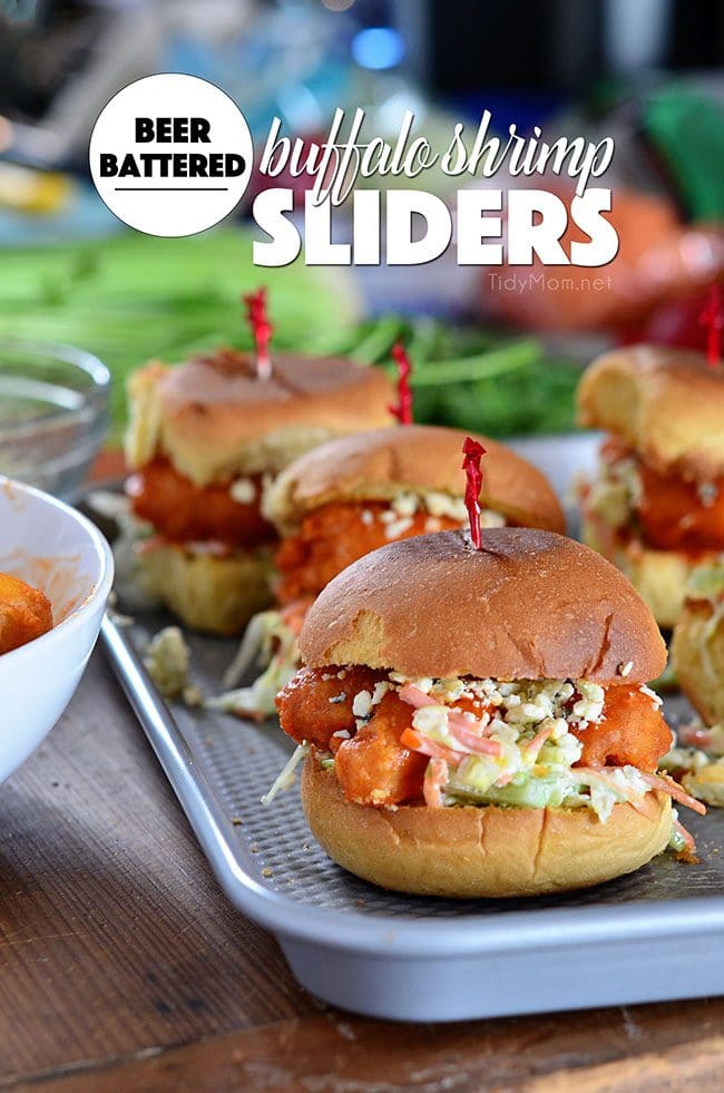 beer battered buffalo shrimp sliders