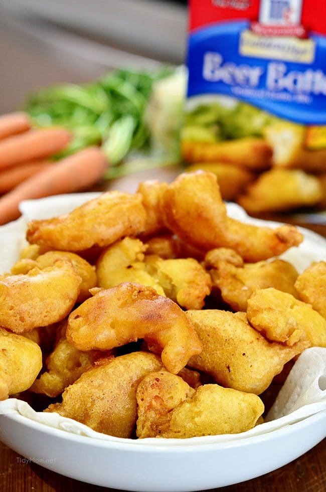 Beer Battered Fried Shrimp for Beer Battered Buffalo Shrimp Sliders recipe at TidyMom.net