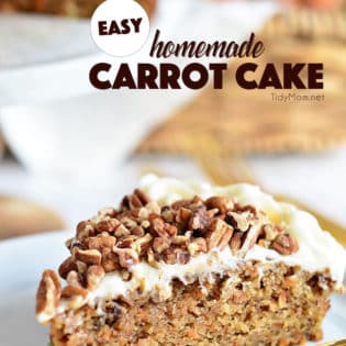 Tips on how to make the best homemade carrot cake. An incredibly moist carrot cake recipe with an ultra-creamy cream cheese frosting. Carrot Cake Recipe at TidyMom.net