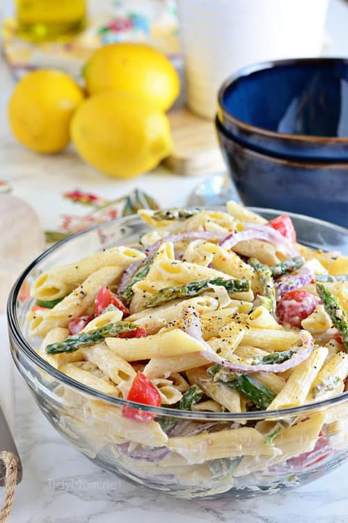 Asparagus Pasta Salad with Creamy Lemon Dressing {VIDEO} - TidyMom®
