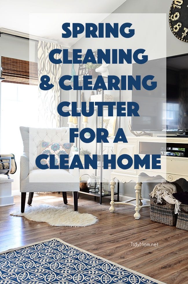 The Secret to a Clean Home starts with a good spring cleaning and clearing the clutter in your home.  The more organized your home is, the easier it will be to keep clean. Learn more at TidyMom.net