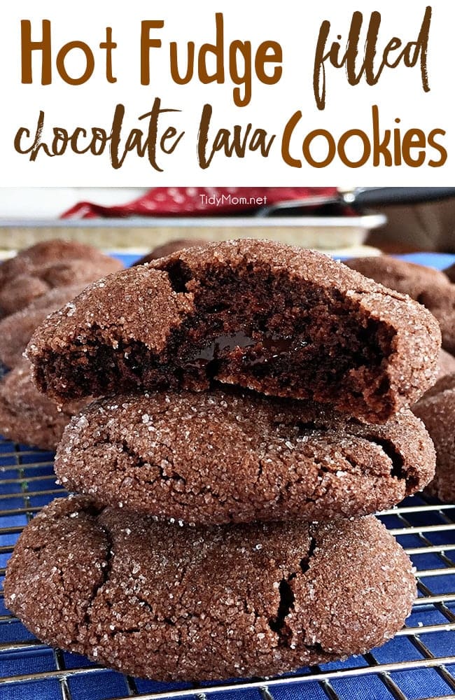 Hot Fudge Filled Chocolate Lava Cookies recipe via TidyMom.net