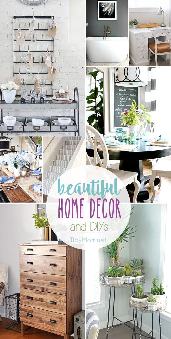 Beautiful Home Decor Ideas and DIY’s. From a farmhouse kitchen, to a modern grey and white bathroom, to thirfty decor and basement stairs on a budget. You’re sure to find plenty of inspiration for your home at TidyMom.net