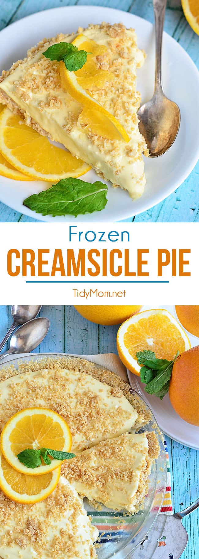  Wenn Sie ein Fan des Ice Cream Truck Classic, Orange Creamsicles oder Dreamsicles sind, werden Sie diesen gefrorenen Creamsicle Pie lieben. Es ist der perfekte Sommergenuss. Finden Sie das druckbare Rezept unter TidyMom.net