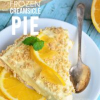 If you are a fan of the ice cream truck classic,orange creamsicles, or dreamsicles, you’re going to love this Frozen Creamsicle Pie. It’s the perfect summer treat. Find the printable recipe at TidyMom.net