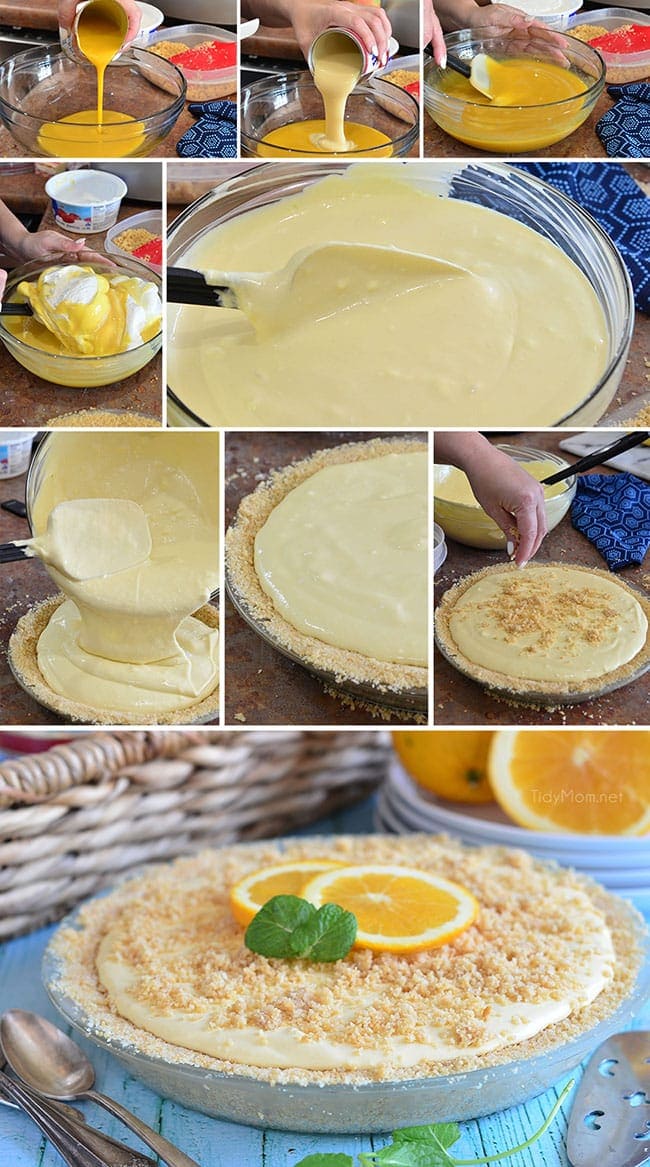 If you are a fan of the ice cream truck classic,orange creamsicles, or dreamsicles, you’re going to love this Frozen Creamsicle Pie. It’s the perfect summer treat. Find the printable recipe at TidyMom.net