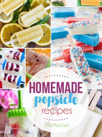 Delicious Homemade Popsicle Recipes to keep you cool this summer! visit TidyMom.net for all the popsicle recipes.