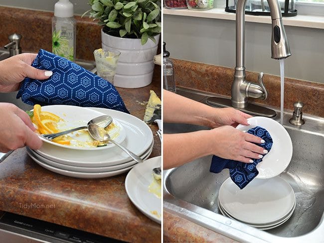 The scrubbing power of Scotch-Brite non-scratch Scrubbing Dish Cloths make kitchen clean-up easy. More details at TidyMom.net