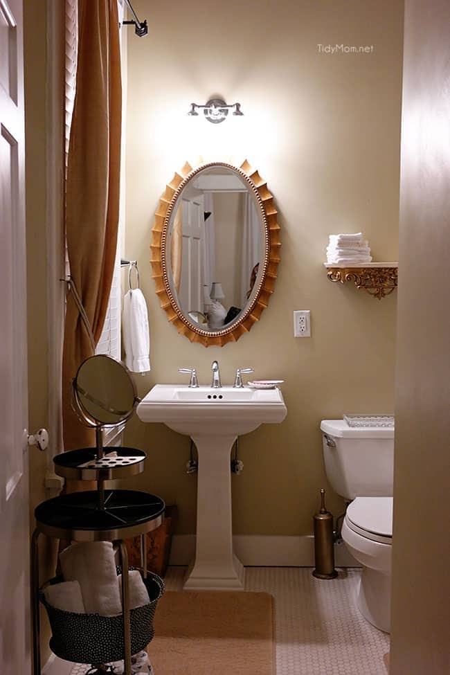 SouthernBelle Vacation Rentals - The Champagne Suite (one of the two full baths) in Historic Savannah, just a few blocks from the river. More Savannah travel, eats and sightseeing at TidyMom.net