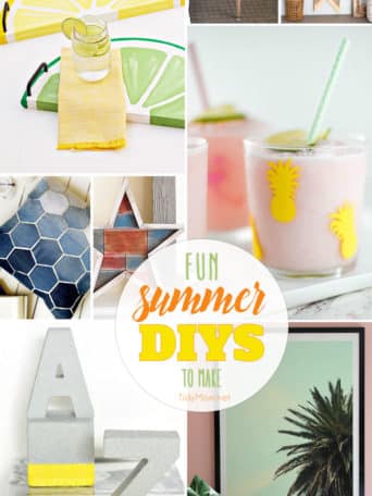 Fun Summer DIYS to Make this Weekend! From citrus fruit serving trays and DIY party glasses to denim hexigon pillows and faux cement bookends you’re sure to find a fun DIY project to make in a flash. Tutorial details at TidyMom.net