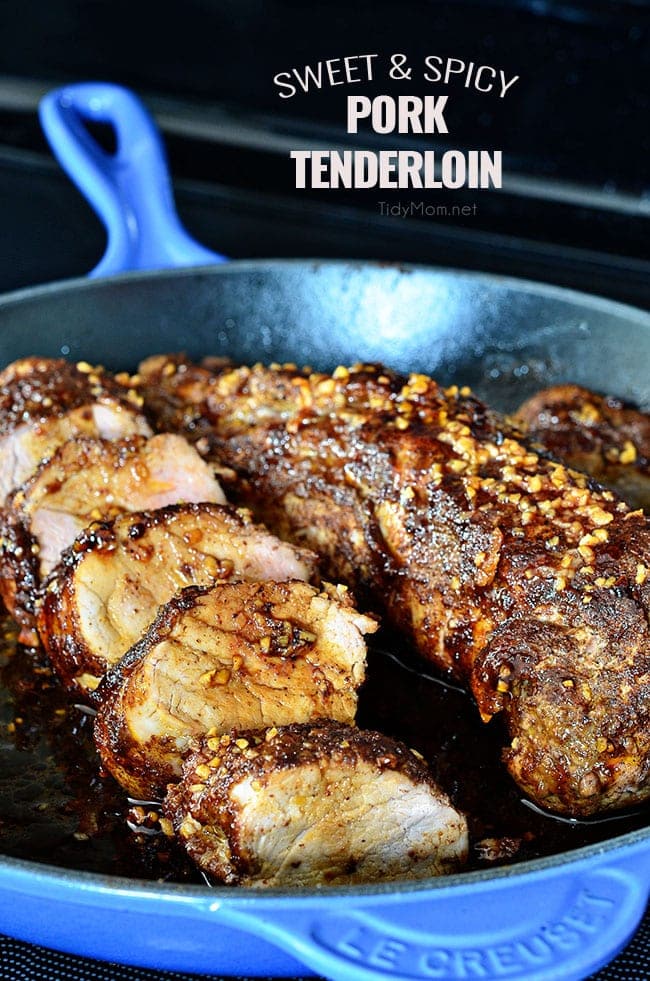 Your taste buds will be tantalized with each bite of this Sweet and Spicy Glazed Pork Tenderloin. Juicy and flavorful, it’s a little sweet and a little spicy and it’s a breeze to whip up. This pork tenderloin is ready for the table in 30 minutes. Get the full recipe at TidyMom.net