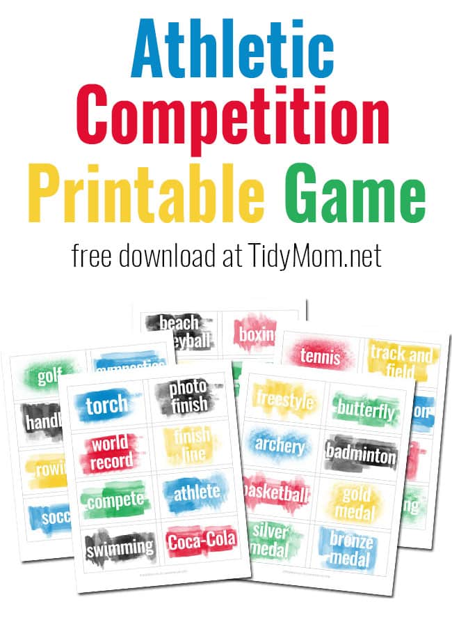 Enjoy watching the Olympics? You'll love this Heads Up! World Athletic Competition printable game. Free download and directions at TidyMom.net