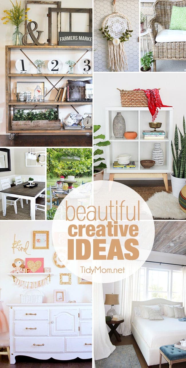 Beautiful Creative Ideas for the home. You’ll be inspired to creative something beautiful for your home with these 8 ideas, from a farmhouse table makeover tutorial to a farmhouse dreamcatcher and more!