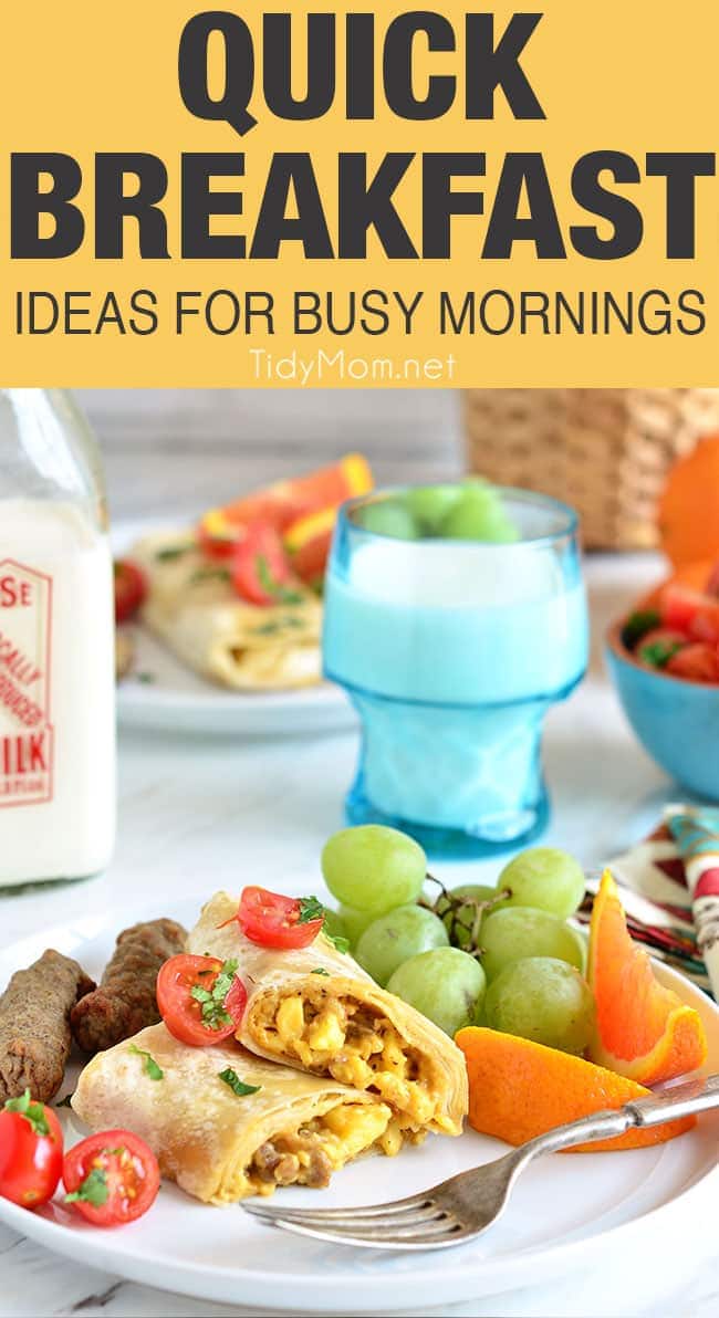 Breakfast is most important meal of the day. Yet, waking up is hard enough and the morning is often the busiest part of the day. So lets make breakfast easy with 5 of the most delicious QUICK BREAKFAST IDEAS AND RECIPES that will make you want to jump out of bed and get your day started! QUICK BREAKFAST IDEAS AND RECIPES at TidyMom.net