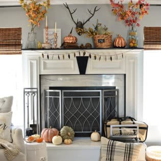 Fall Mantel with touches of copper and rosegold at TidyMom.net